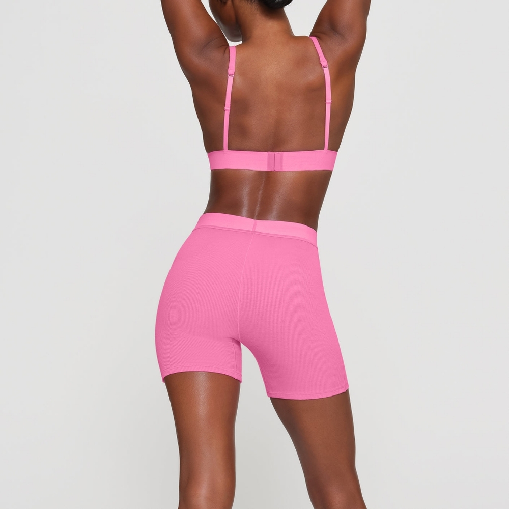 SKIMS COTTON RIBBED BOXER SUGAR PINK SIZE MEDIUM NWT - Picture 4 of 5